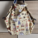 106 折りたたみ エコバッグ （小 ）買い物袋 ハンドメイド ねこ　サブバッグ　コンビニ袋