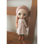 ドール服 ミディブライスアウトフィット 紅茶染め長袖ワンピース+バブーシュカセット