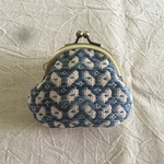 こぎん刺しのちっちゃながま口財布 青