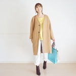 ★SALE★ littlegenne ウール Vネックコート38キャメル