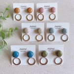 ✽選べるカラー✽くすみカラーとリングのピアス/イヤリング サージカルステンレス nonoacs