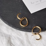 ＊再販＊ゴールドフープピアス ピアスとイヤーカフ風 秋 ピアス   華奢 シルバークリアグリーン アンティーク風 ドット