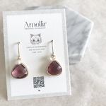 天然石ピアス ピアス ストーンピアス しずくピアス 真珠 ストーン 誕生石 シンプル イヤリング 樹脂ピアス サージカルステンレス パープル アメジスト ワインレッド/しずく半貴石×淡水パールピアス