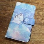 スマホ用手帳型ケース　銀河雪