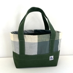 トートバッグ　グリーンチェック×グリーン