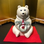 しろくま貯金箱  お正月しめ縄ネックレ(モスグリーン)