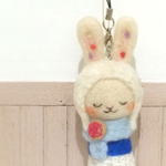 ふわモコうさちゃん☆ブルー☆ストラップ