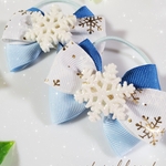 大人気‼️🆕キッズ用✨Merry Christmas♡ブルーの雪の結晶柄リボンのヘアゴム