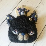 くま✖ねこのパスケース　 ブラック　LapisBear