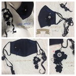 ローズバレリーナ❤︎藍色グランチェック色生地❤︎シルクリボン使用❤︎