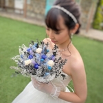 クラッチブーケM　ブルーパープル　ウェディング　結婚式　パーティー　二次会　前撮り　プリザーブドフラワー　ドライフラワー