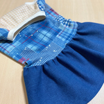 コーギー服　グランジデニム柄ブルーワンピース
