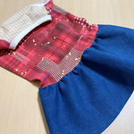 コーギー服　グランジデニム柄レッドワンピース