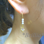 *Brillia*ビジューとクリスタルパールフックピアス