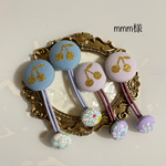 mmm様☆くすみカラー×さくらんぼワッペン×花柄  ヘアゴム ベビー キッズ