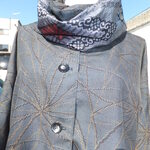 11月限定品♪正絹ハーフジャケット♪ネックウオ－マ－、ポシェット付き　ドロップショルダ－　Ｍ～Ｌ11フリｰ　