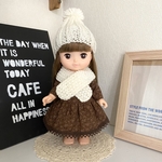 ブラウンフラワーのネックレス風ワンピース&ニット帽&マフラーの冬コーデセット ＊メルちゃん ソランちゃんの服＊