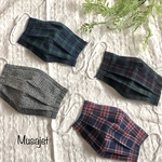 再販3 新色入荷☆秋冬マスク　ワイヤー入　チェック柄プリーツマスク