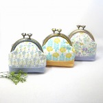 お花げんこ＊小さめ＊がま口＊ポーチ（花柄＊ミント）