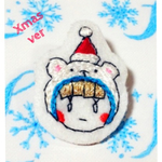 【手刺繍ブローチ】シロクマちゃん。(Xmasバージョン)