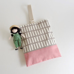 ♪北欧　格子柄　 French Grey  Pink 素敵な上履き入れ♪