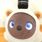 丸耳ブローチ　ベージュ×キャメル