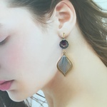 Classical blue flower earring☆K16GP