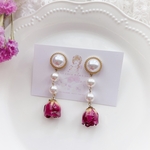 perl rose pierced earrings