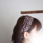 秋冬もの*柔らかコーデュロイグレープ　大人な小花柄　秋冬　ゆるターバン　ヘアバンド**ほっこり冬支度