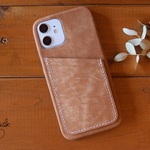 ◆iPhone 12/12pro◆mayaレザー 1枚革のスマホカバー カードケース付