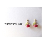 貼るピアス💎りんごのガラスドームピアス