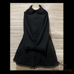 ハロウィン特別価格♪半額*ウール丸襟Aラインコート★ブラック×黒レース・1点物(即納品)