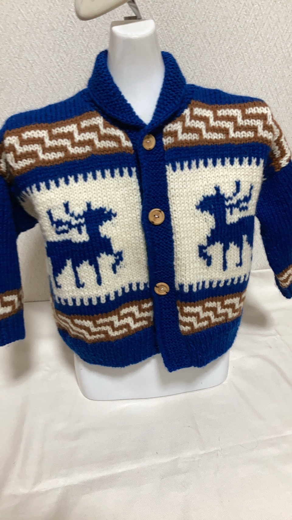 ニット カーディガン　セーター　編み込み模様　ネイビー　毛100% 洗えるニット】COTTON LIKE 透かし編み メッシュニット