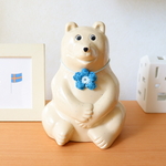 しろくまくんのお花のネックレス(blue)