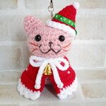 クリスマス・サンタマントの猫さん【ピンク】ベル付き