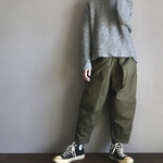 ■チノ■センタータックコクーンパンツ■チノクロス■カーキ