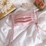 ウォッシュ加工くすみピンク シンプル単色 紐マスク プリーツマスク くすみカラー　マスク　春マスク 春色