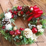 クリスマスリース*赤いりんごと木の実