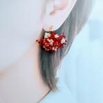 かすみ草♥ピンク＆ワイン　イヤリング/ピアス