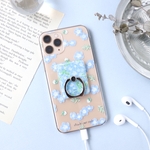 お花のクリアスマホケース　スマホリングセット　ネモフィラ　全機種対応 iPhoneSE2 iPhone12