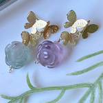 フローライトと蝶々のピアス