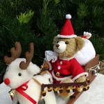 【送料無料】サンタクロース🎅のテディベア&フワフワ真っ白トナカイセット