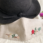 リネンマスク　刺繍マスク　コットンマスク　おしゃれマスク　ほめられマスク　快適マスク　秋マスク　冬マスク