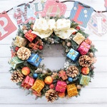 クリスマスプレゼントがいっぱい！！（大き目サイズのクリスマスリース/送料込み）