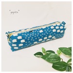 ブルーひつじ　ラミネート＊横長ポーチ