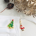 キラキラ スワロフスキーのクリスマスツリーとちっちゃなサンタさんのマスクアクセサリー