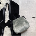 新作・SIOCO・Rottaシリーズ・８号帆布〈ブラック〉×国産ラビットエコファー〈シルバーファー〉　トートバッグ　ふさふさモコモコ　ファーバッグ 冬バッグ　クリスマス