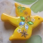 ◇423　レモネード❅小鳥のブローチ🐦