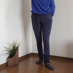 冬の裏起毛スーパーストレッチニットのジョグパンツ・グレイッシュネービー