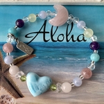 『 Hawaiian Ocean Blue 桃色月』パワーストーンブレスレット